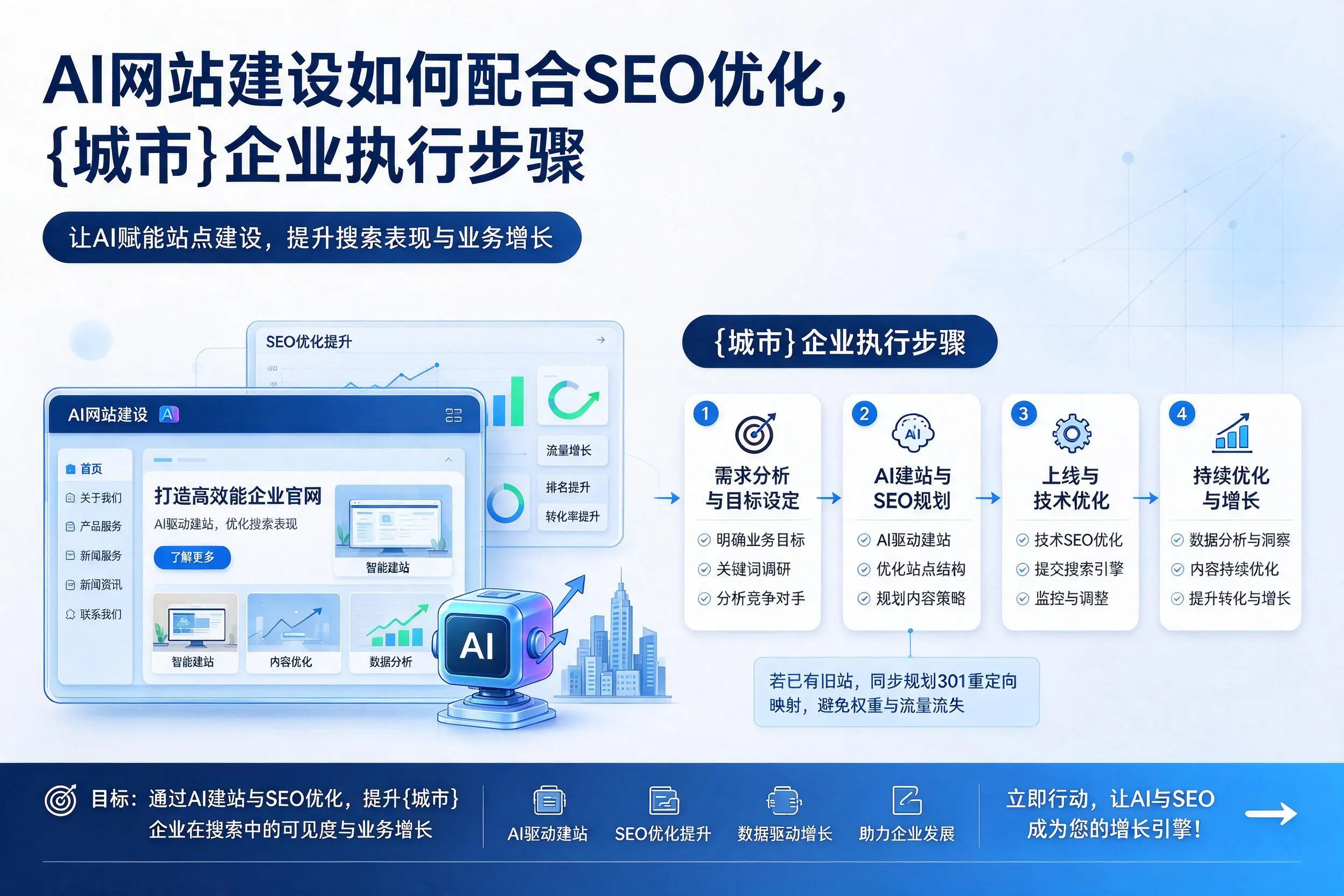 AI网站建设如何配合SEO优化,甘孜企业执行步骤