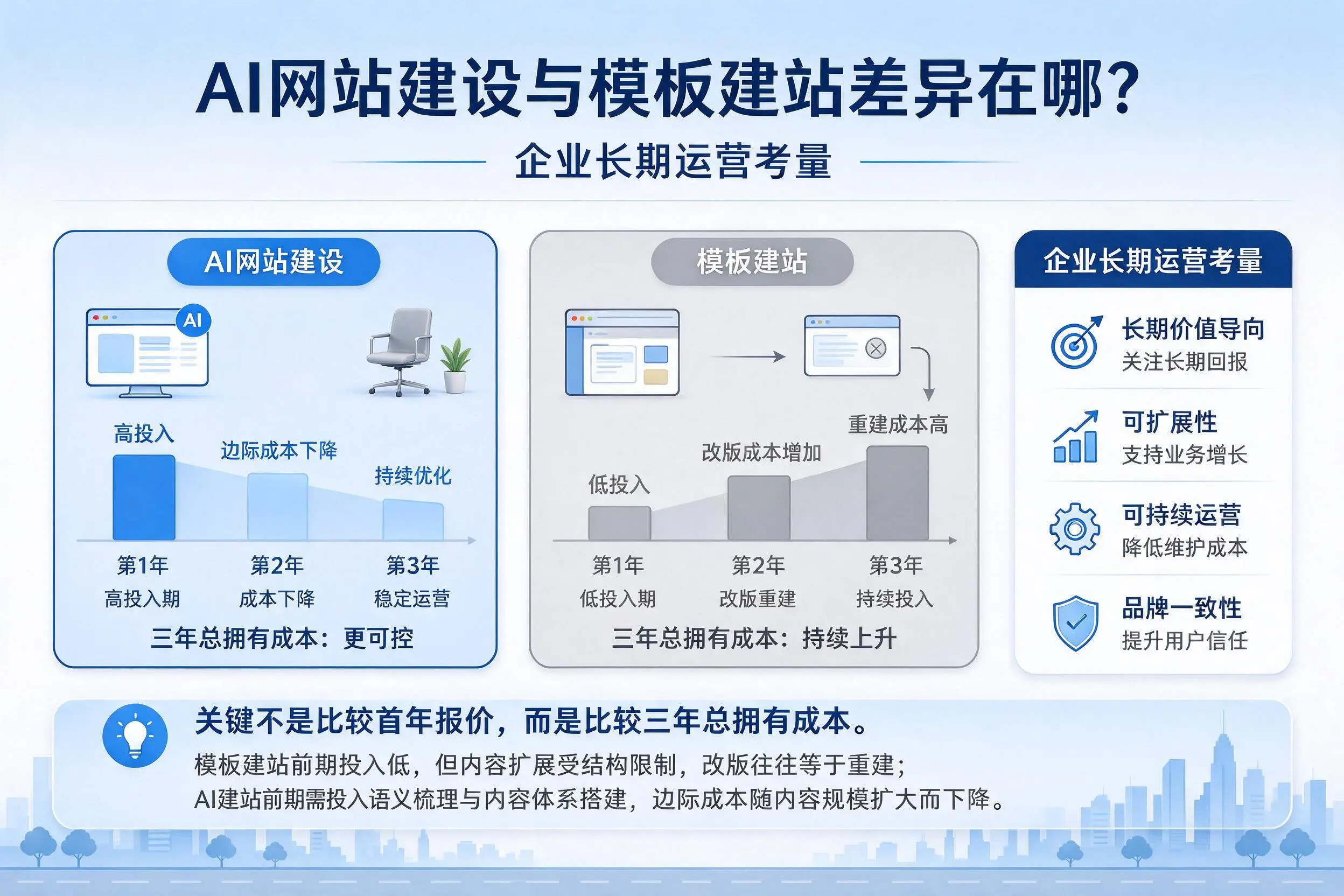 AI网站建设与模板建站差异在哪?甘孜企业长期运营考量